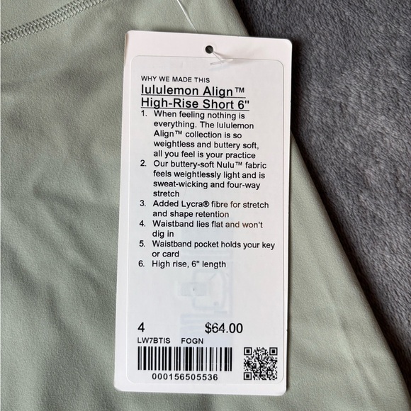 Lululemon Align High-Rise Short 6"
Fog Green Size 4 - Picture 5 of 5